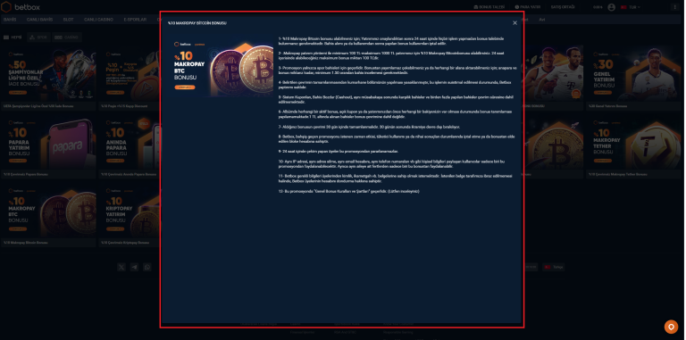 Betbox Makropay Bitcoin Bonusu